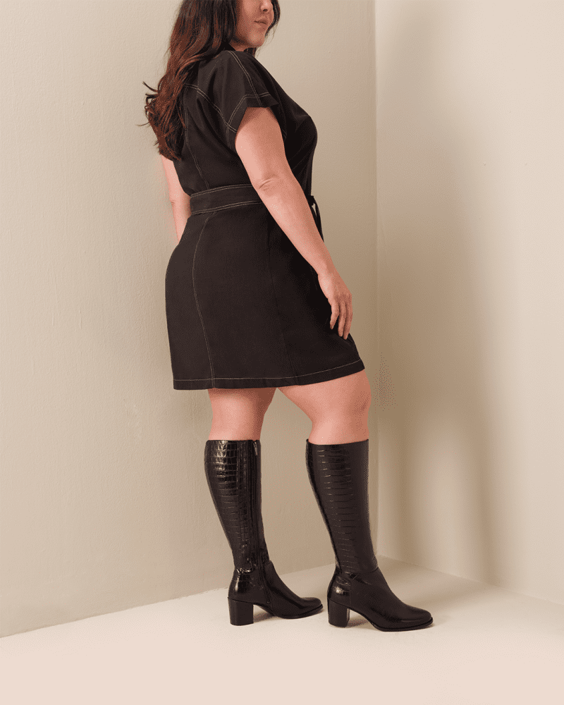 Dalia Black Croc Curve