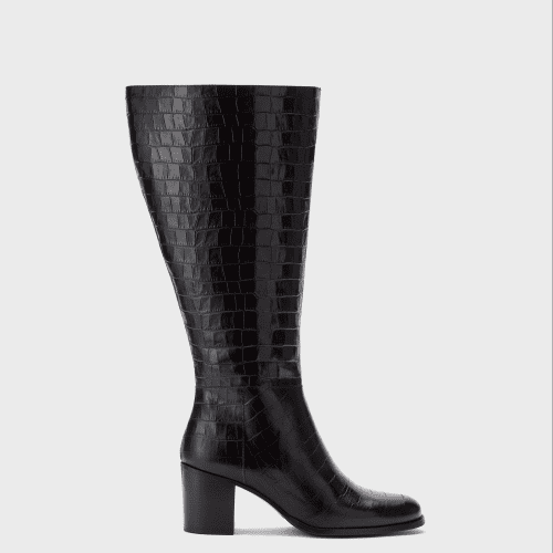 Dalia Black Croc Wide Side