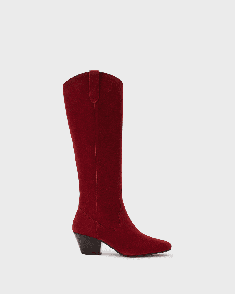 Saffron Red Suede Slim Side